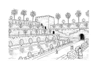A coloring page of wonders of the world